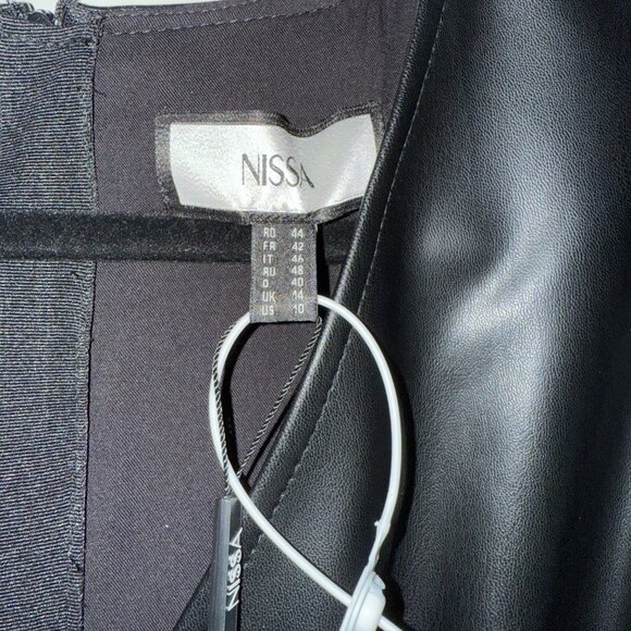 Nissa V-Neck Black Faux Leather Dress (L) NWT - Picture 5 of 9